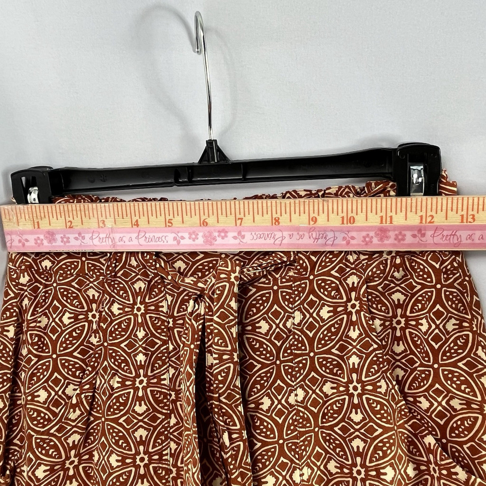 Boho Wide Leg Pants Terracotta Print XS Drawstring, Beach Resor Bohemia comfort - Picture 12 of 15
